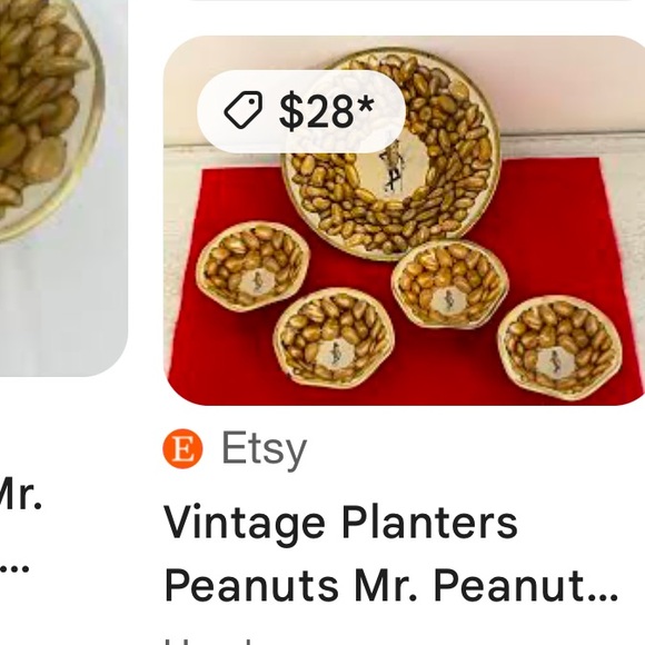 Vintage Mr Peanut metal bowl and 4 snack bowls - Picture 4 of 6